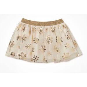 Tutu Skirt Snowflake Gold Mesh Pull On Christmas Holiday Time Size 0-3Months